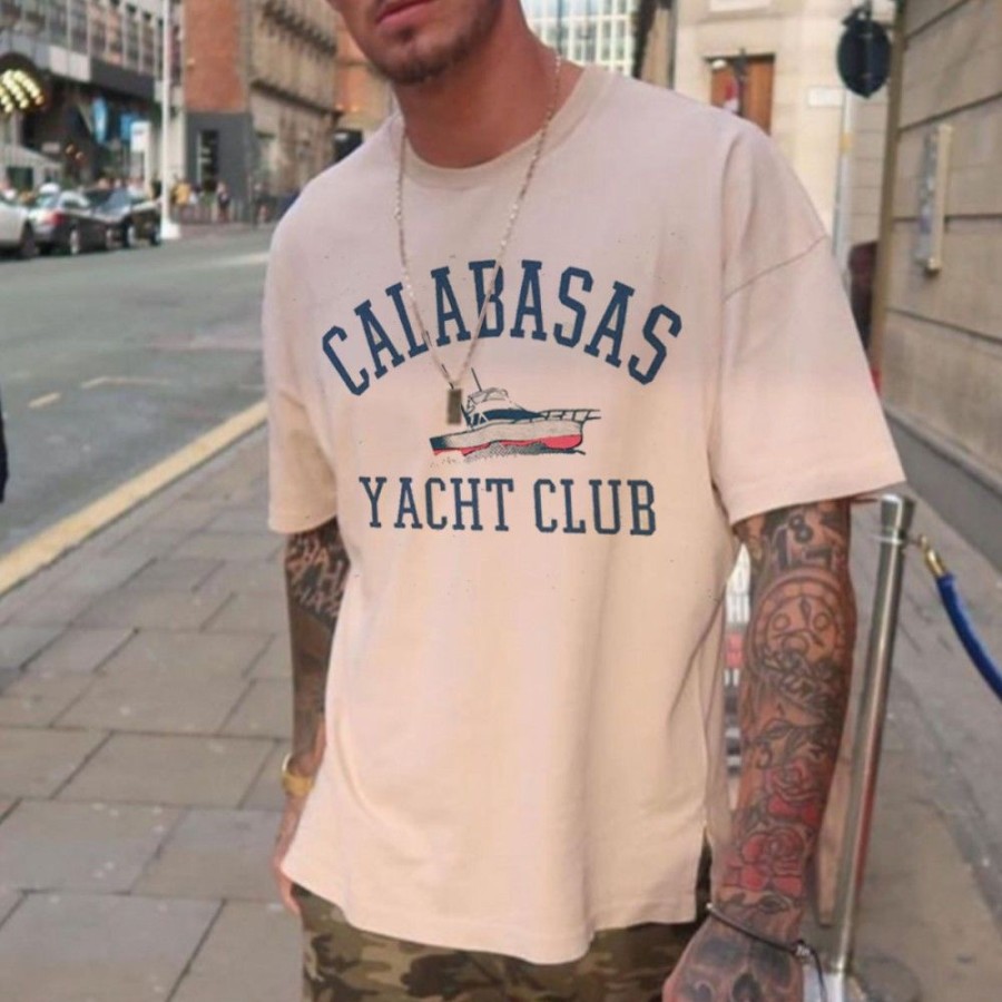 Men'S Favoshape | Men'S Calabasas Yacht Club Inspired Shirt White