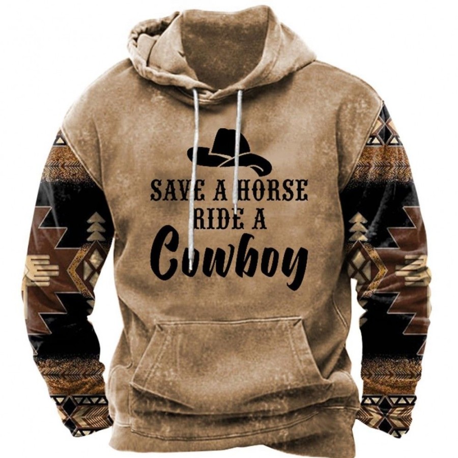 Men'S Favoshape | Men'S Western Save A Horse Ride A Cowboy Hoodie