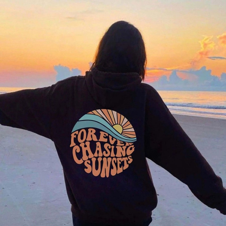 Women'S Favoshape | Women'S Forever Chasing Sunsets Printed Hoodie