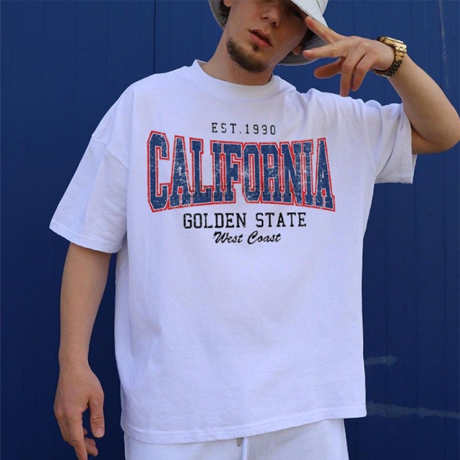 Men'S Favoshape | Men'S California Golden State West Coast Shirt White