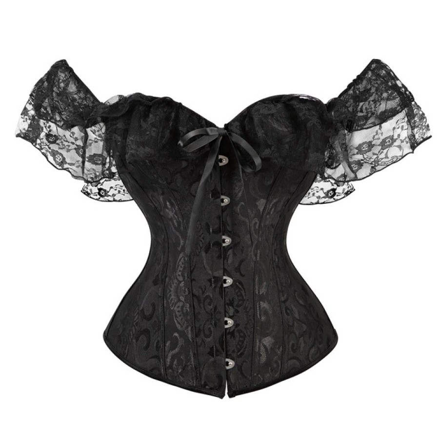 Corsets Favoshape | Women'S Lace Up Off Shoulder Bustier Renaissance Brocade Jacquard Overbust Corset