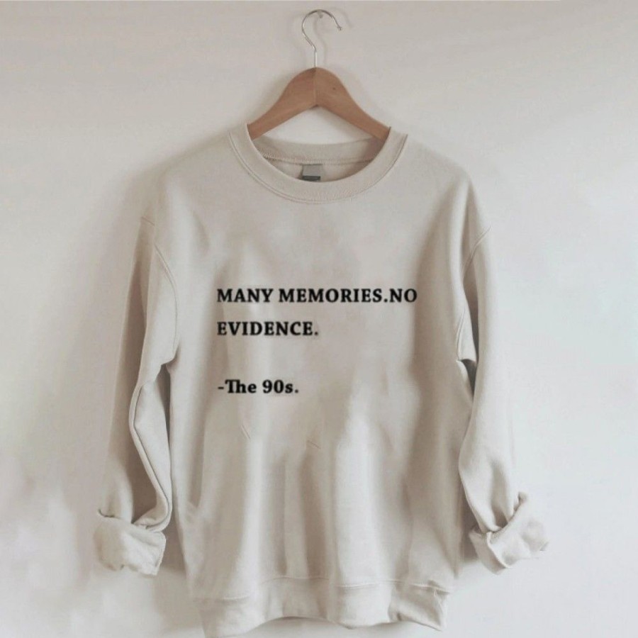 Women'S Favoshape | The 90S Many Memories No Evidence Printed Crew Neck Sweatshirt Khaki