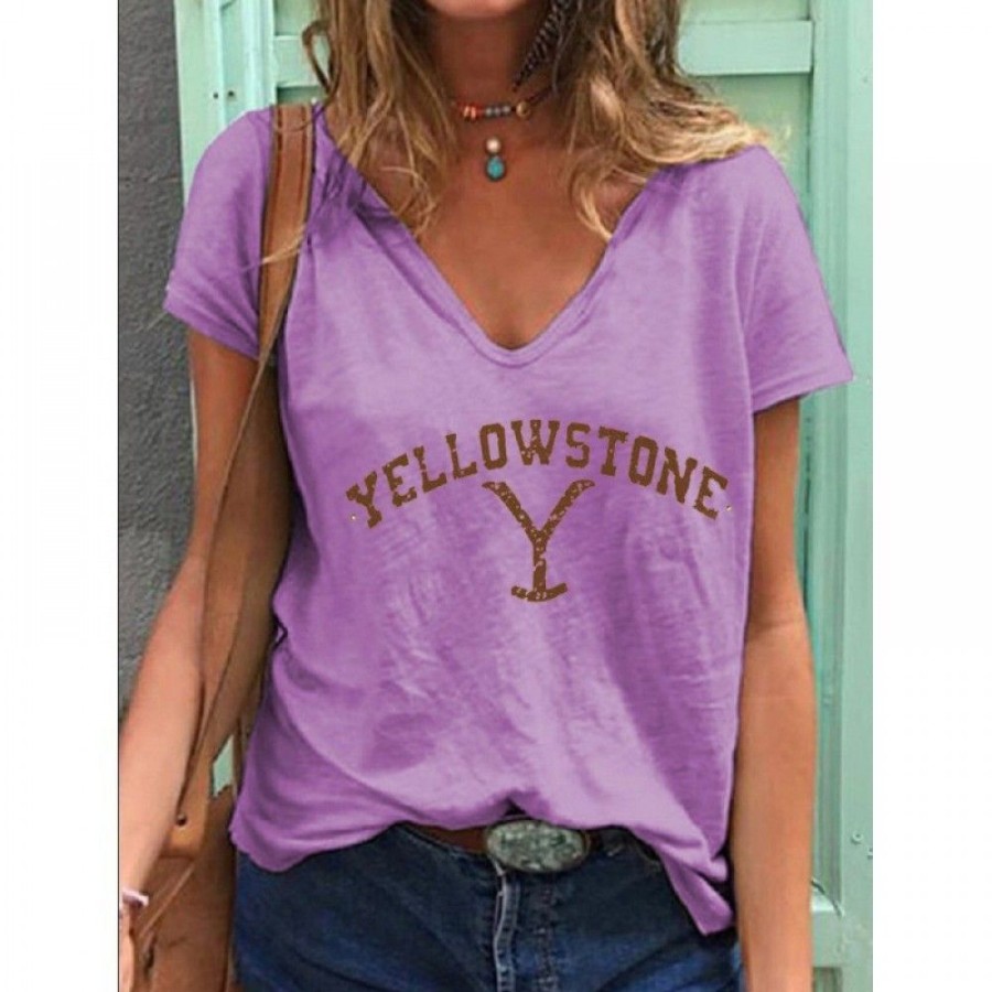 Women'S Favoshape | Women'S Stone V Neck Short Sleeve T-Shirt