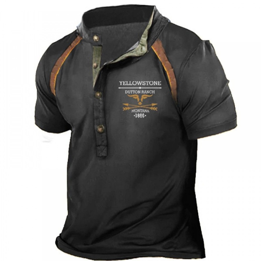 Men'S Favoshape | Men'S Retro Yellowstone Dutton Ranch Short Sleeve T-Shirt