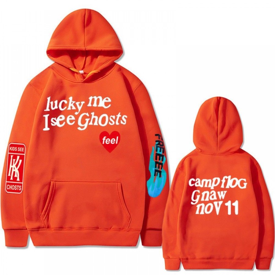 Men'S Favoshape | Hip Hop Streetwear Lucky Me I See Ghosts Pullover Hoodie