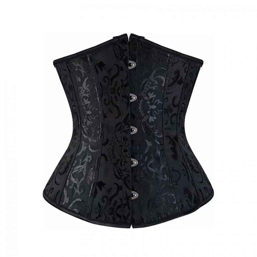 Corsets Favoshape | Women'S Gothic Jacquard Lace Up Satin Underbust Corset Waist Training Cincher Bustier