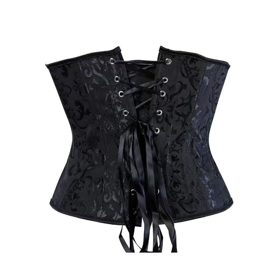 Corsets Favoshape | Women'S Gothic Jacquard Lace Up Satin Underbust Corset Waist Training Cincher Bustier