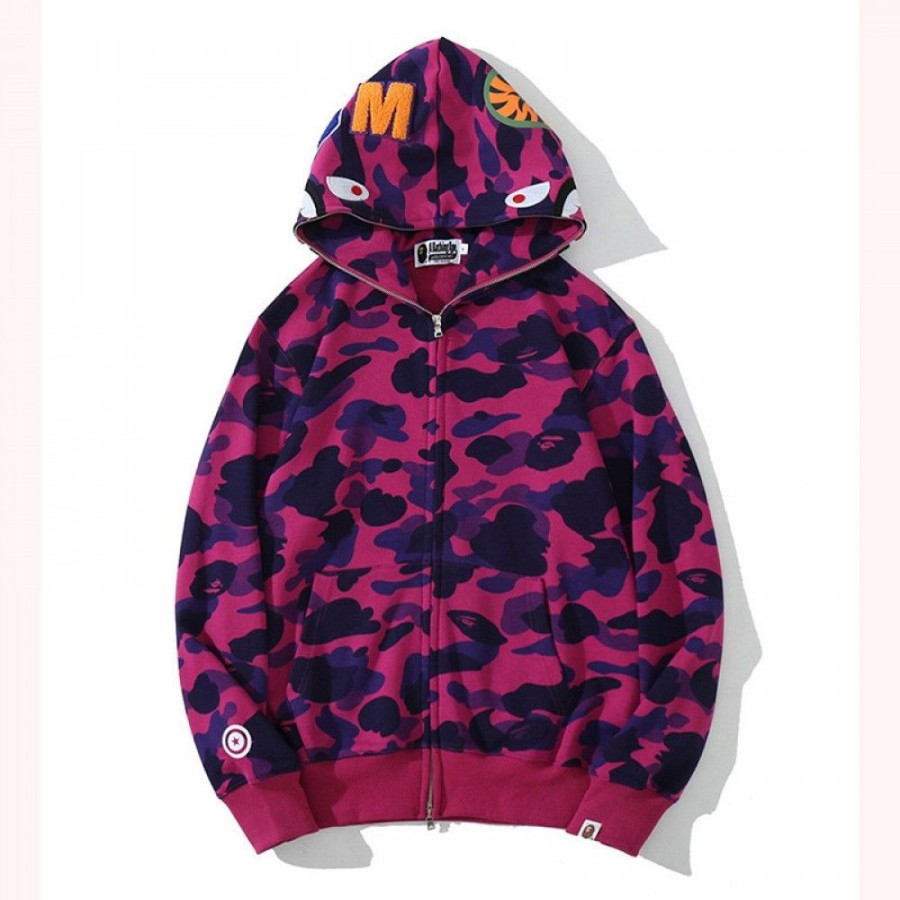 Men'S Favoshape | Casual Camouflage Shark Full Zip Hoodie