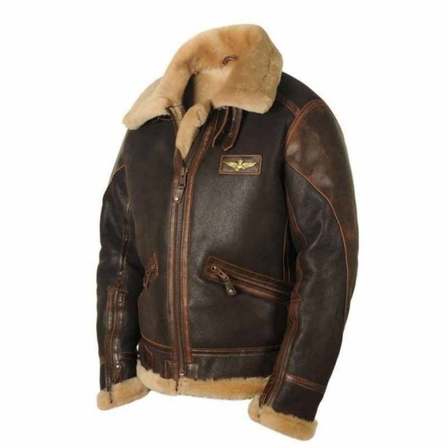 Men'S Favoshape | Men'S Classic B3 Bomber Aviator Jacket With Artificial Fleece Fur Lined Brown