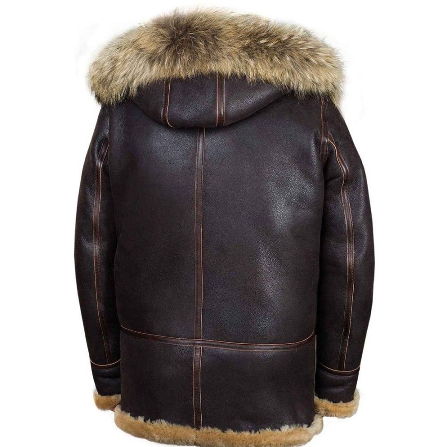 Men'S Favoshape | Men'S B7 Flying Parka Artificial Shearling Leather Aviator Bomber Jacket Coffee