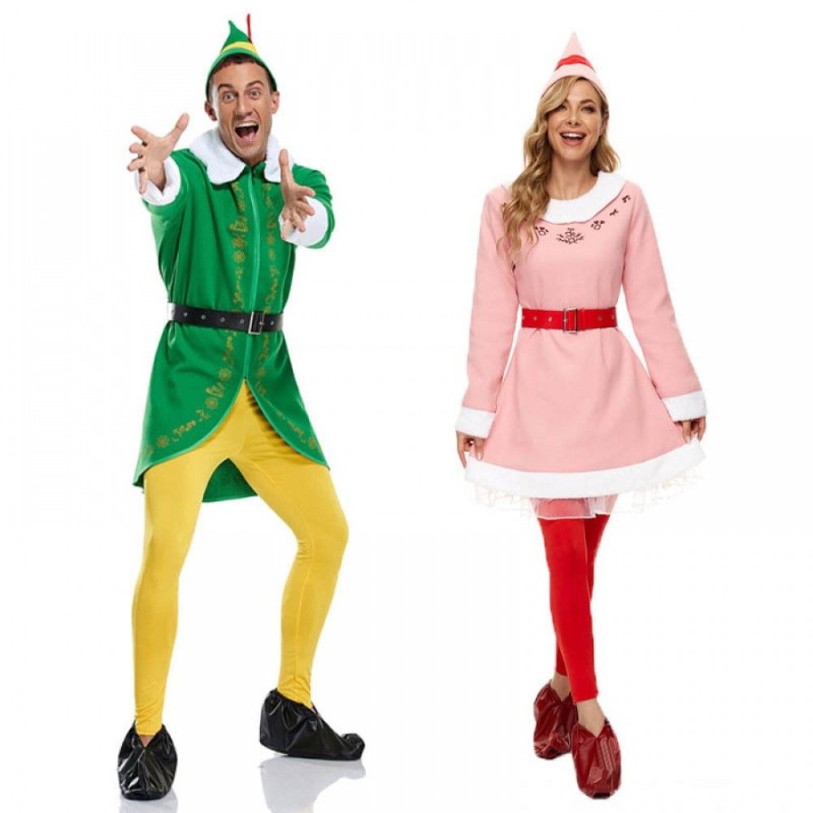 Christmas Favoshape | Christmas Buddy The Elf Costume Jovie Elf Costume Couple Elf Costumes