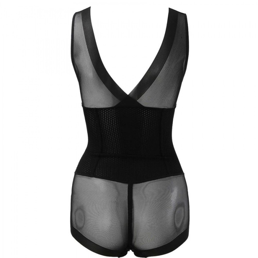 Shapewear Favoshape | Women'S Wide Strap Bodysuits Seamless V Neck Solid Breathable Full Coverage Shapewear