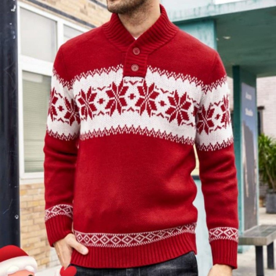 Ugly Sweater Favoshape | Men'S Snowflake Ugly Knitted Christmas Sweater