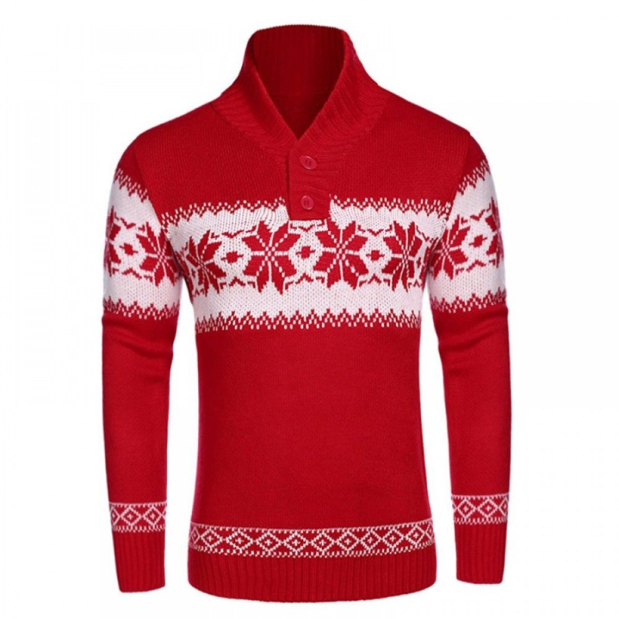 Ugly Sweater Favoshape | Men'S Snowflake Ugly Knitted Christmas Sweater