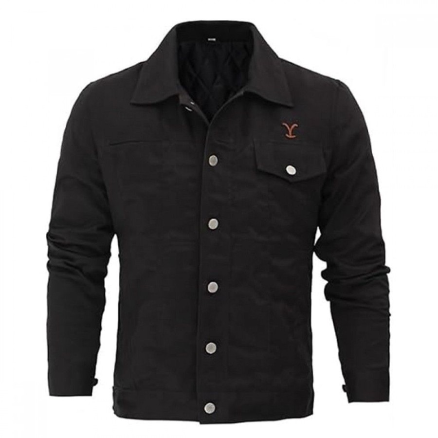 Men'S Favoshape | Men'S Yellowstone Cole Hauser Rip Wheeler Cowboy Button-Up Jacket Black