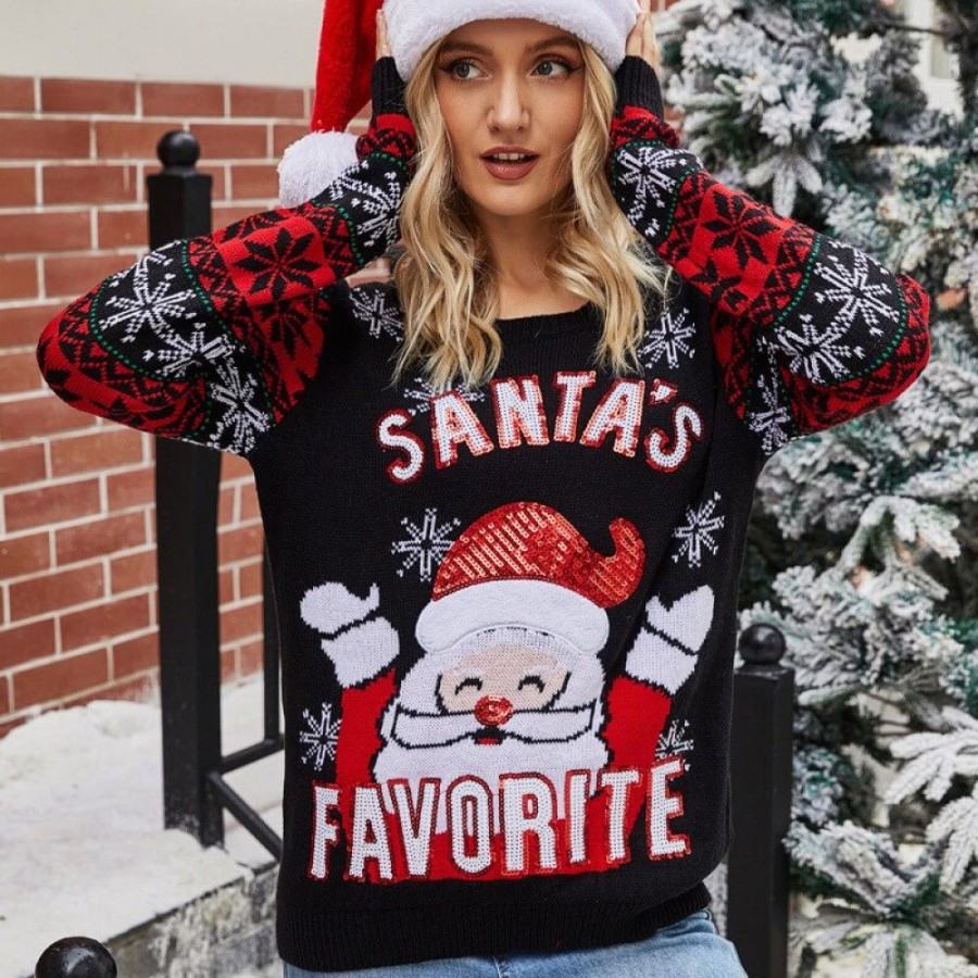 Ugly Sweater Favoshape | Santa'S Favorite Round Neck Ugly Christmas Sweater