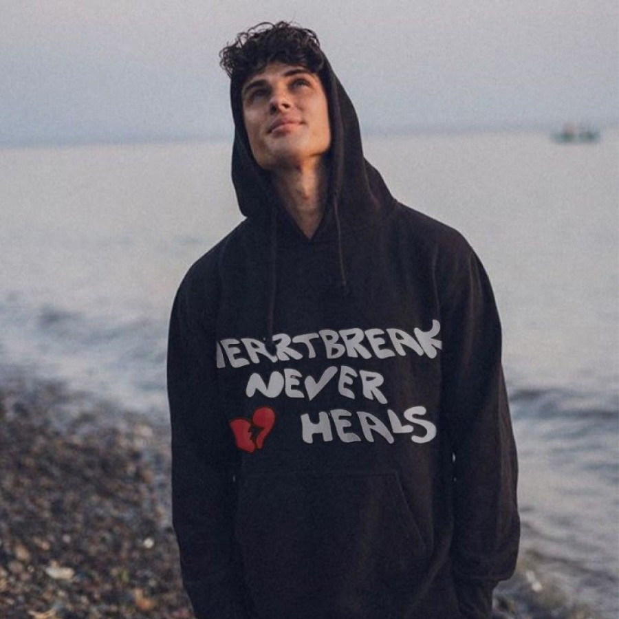 Men'S Favoshape | Men'S Oversized Heartbreak Never Heals Hoodie