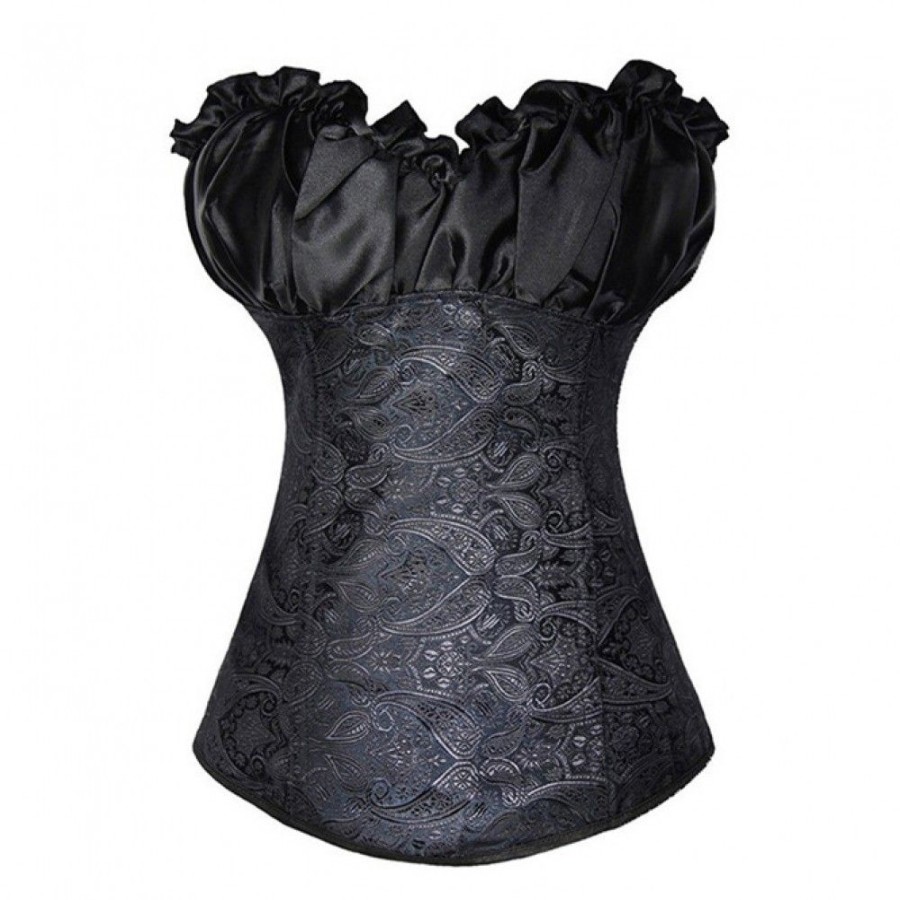 Corsets Favoshape | Steampunk Gothic Jacquard Overbust Corset Vintage Court Lace Up Bustier