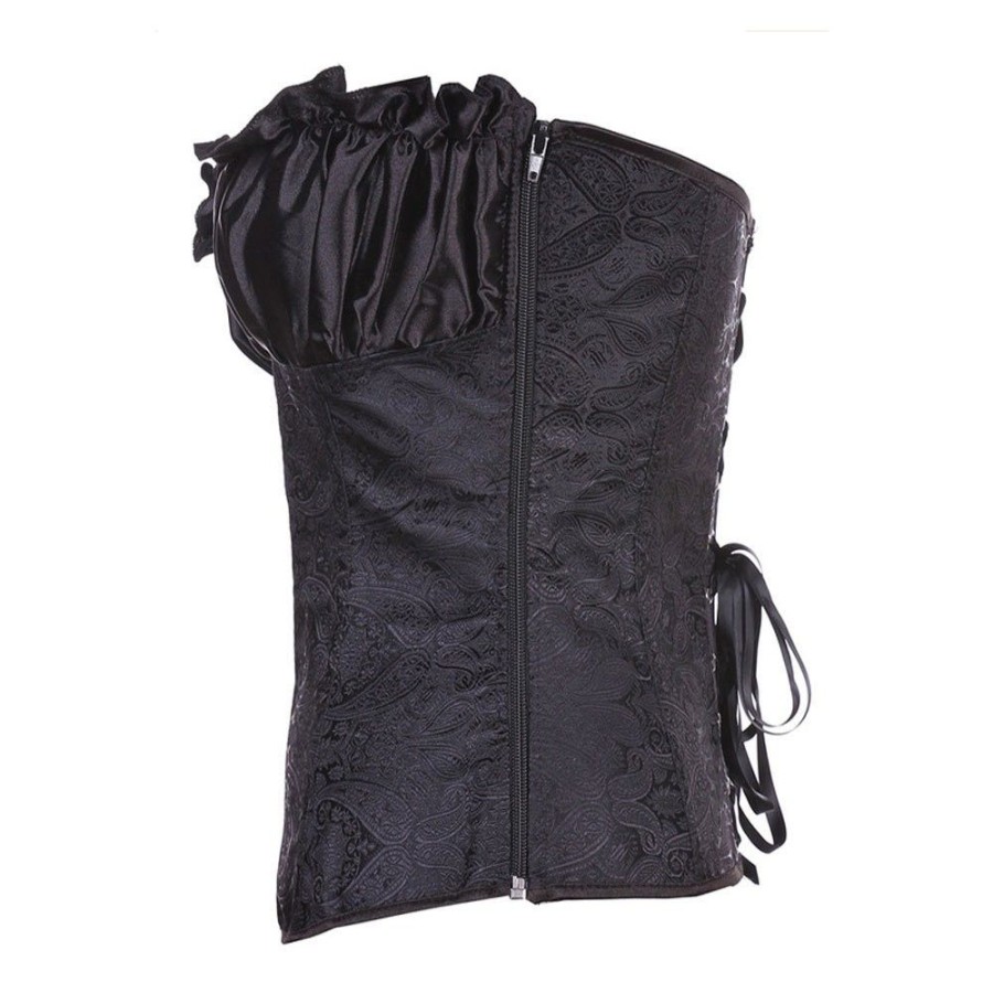 Corsets Favoshape | Steampunk Gothic Jacquard Overbust Corset Vintage Court Lace Up Bustier