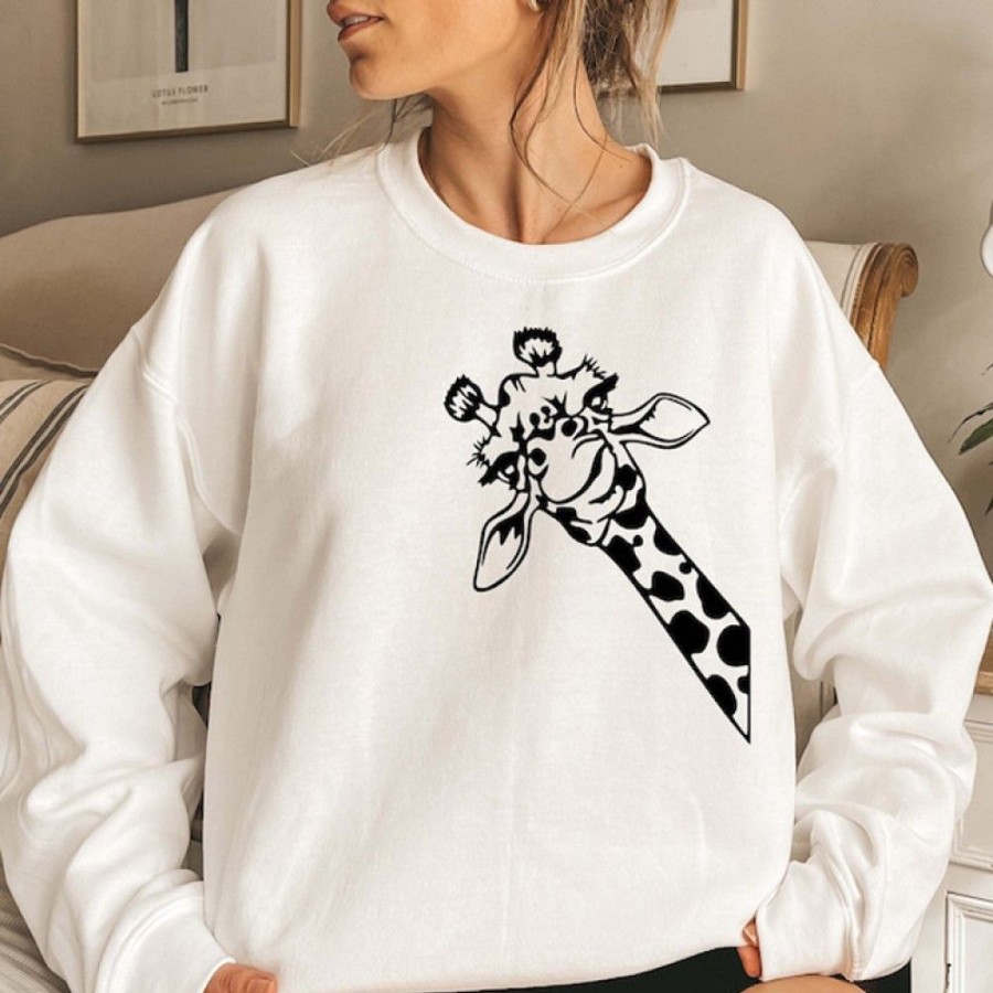 Women'S Favoshape | Women'S Cute Giraffe Lovers Crewneck Sweatshirt