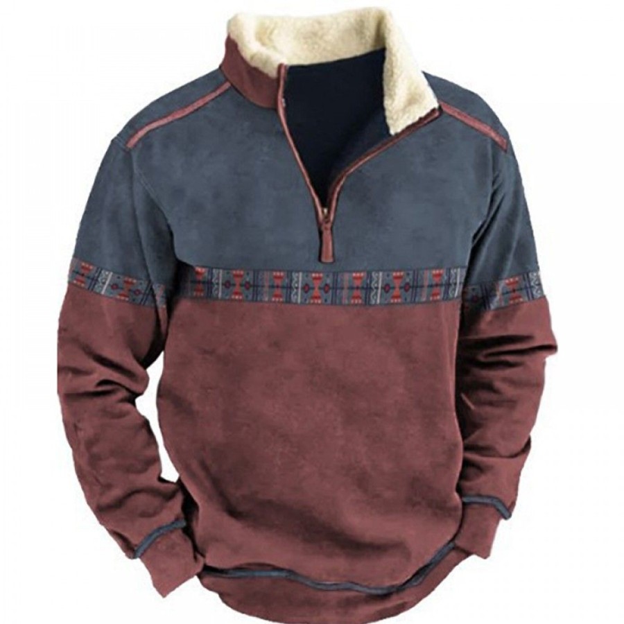 Men'S Favoshape | Men'S Classic Fleece Zipper Collar Warm Sweatshirt