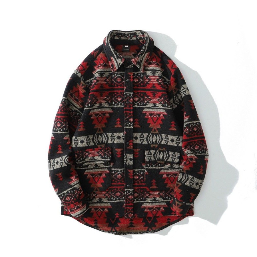 Men'S Favoshape | Men'S Geometric Pattern Round-Up Hudson Shirt Jacket