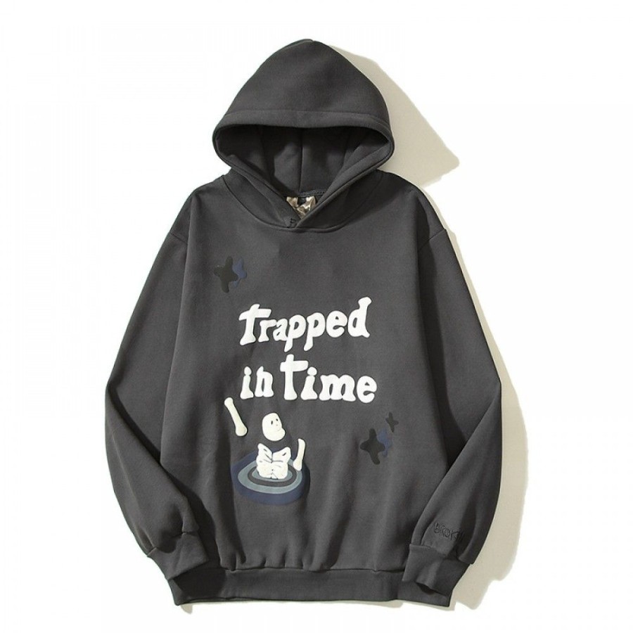 Men'S Favoshape | Unisex Streetwear Trapped In Time No Way Back Hoodie Dark Grey