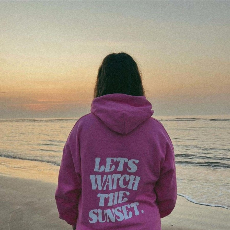 Women'S Favoshape | Women'S Oversized Let'S Watch The Sunset Printed Hoodie