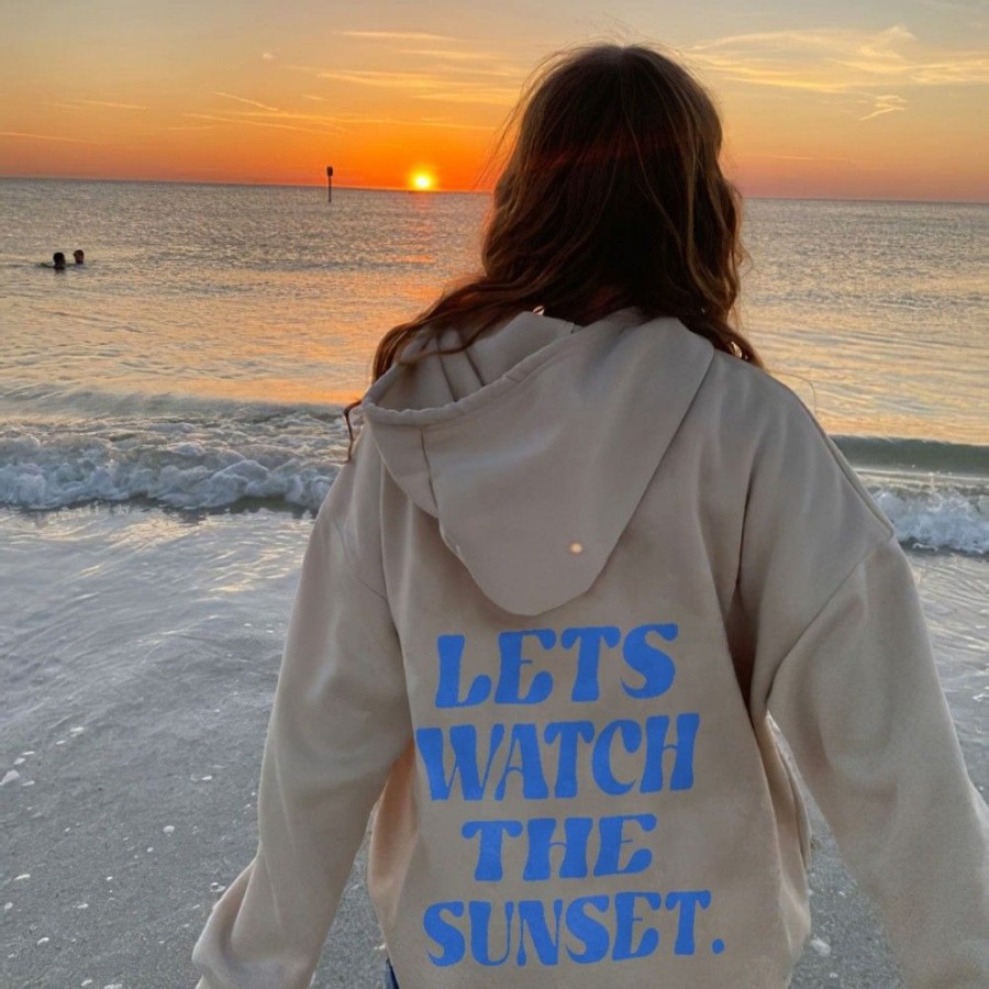 Women'S Favoshape | Women'S Oversized Let'S Watch The Sunset Printed Hoodie