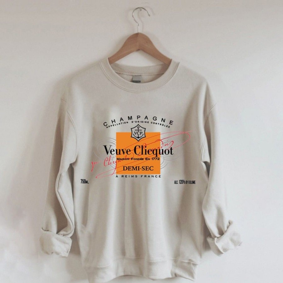 Women'S Favoshape | Champagne Veuve Rose Printed Crewneck Sweatshirt