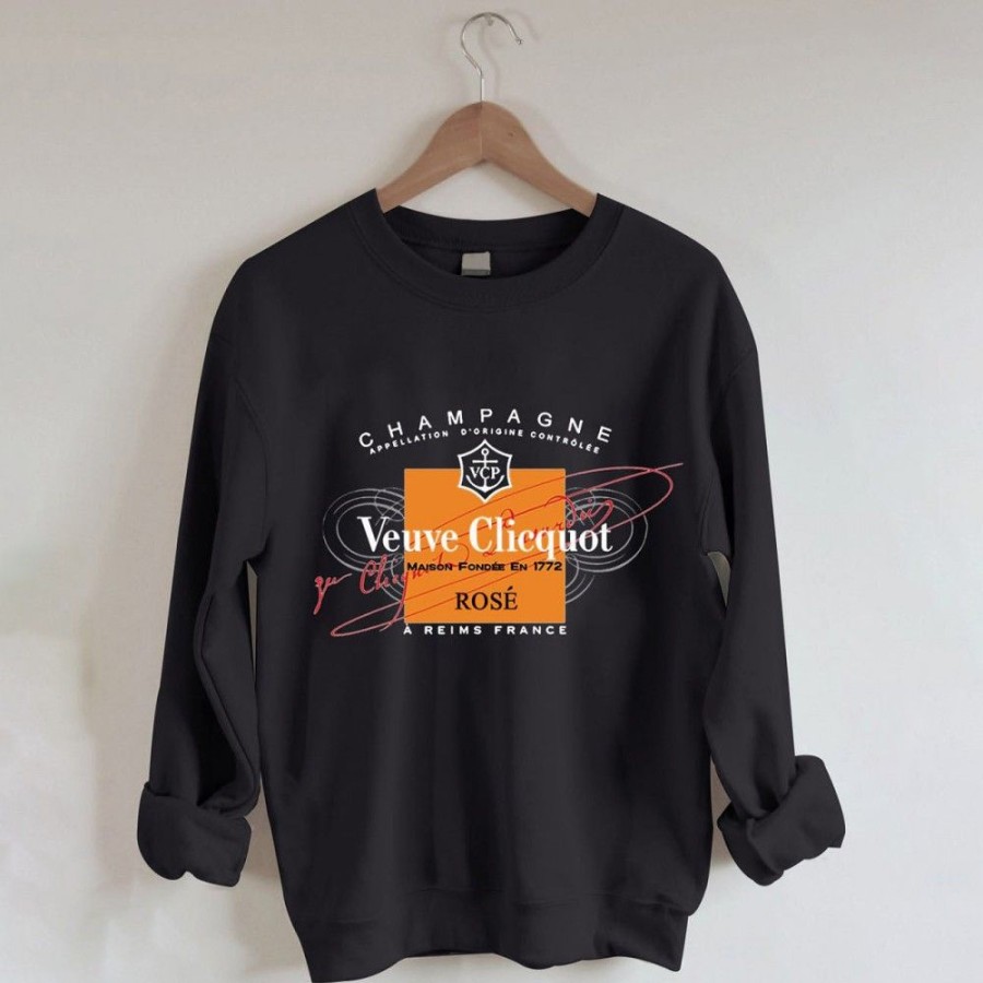 Women'S Favoshape | Champagne Veuve Rose Printed Crewneck Sweatshirt