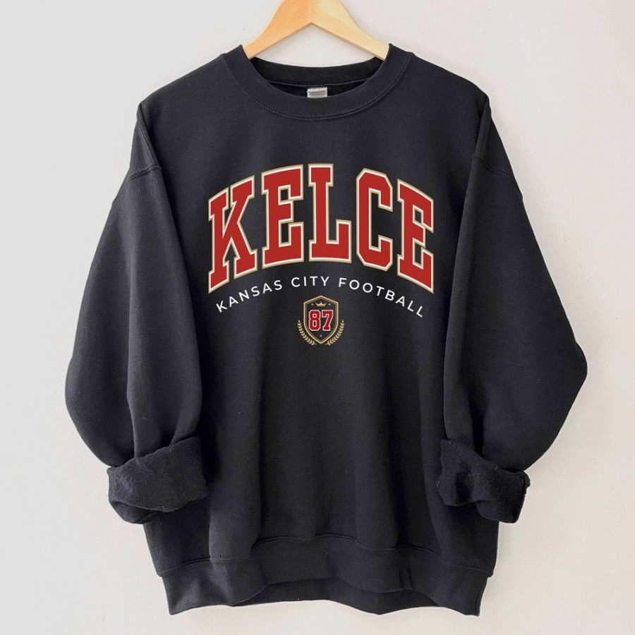 Women'S Favoshape | Women'S Kansas City Football Season Crewneck Sweatshirt Black