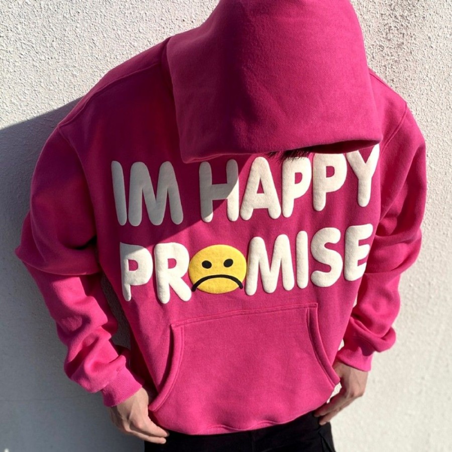 Men'S Favoshape | Hip Hop Streetwear I'M Happy Promise Hoodie