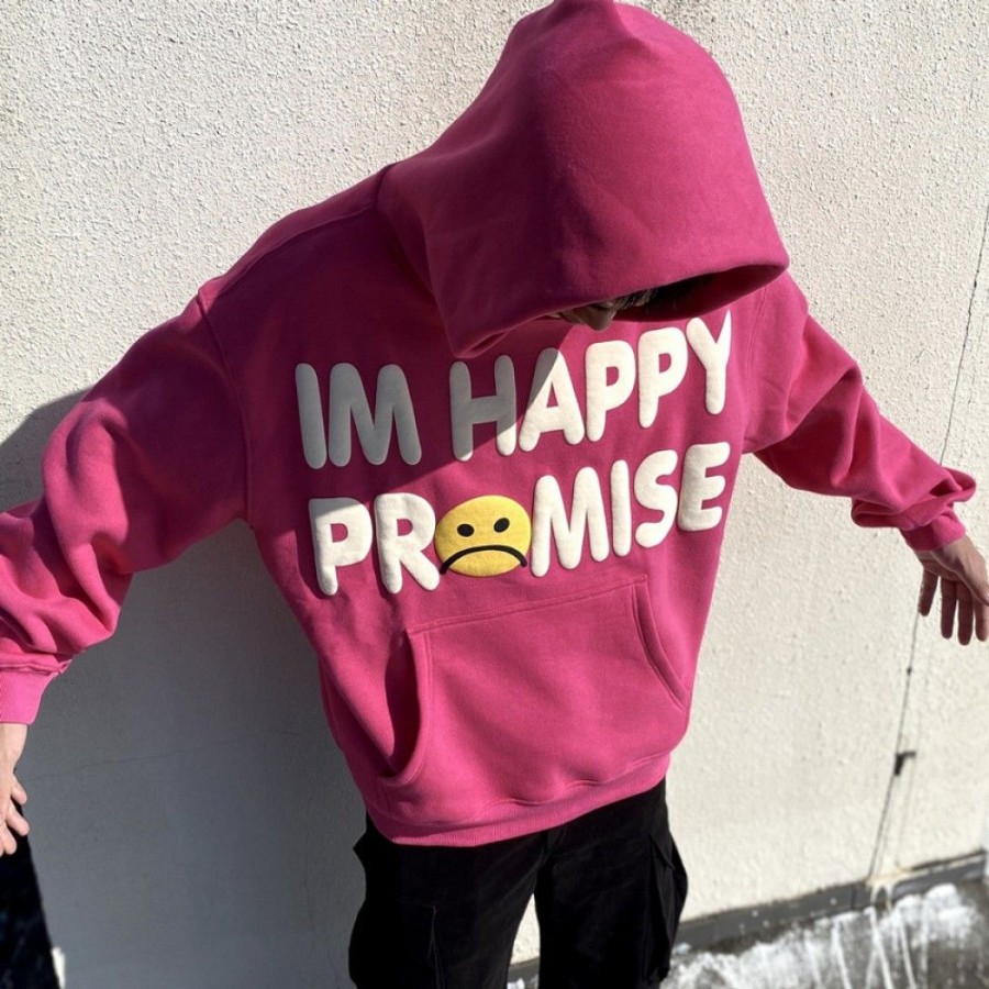 Men'S Favoshape | Hip Hop Streetwear I'M Happy Promise Hoodie