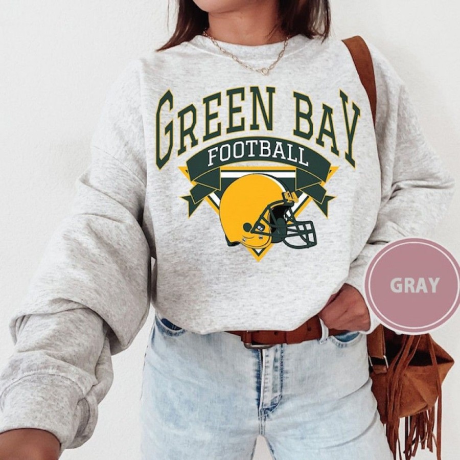 Women'S Favoshape | Women'S Vintage Green Bay Football Season Sweatshirt