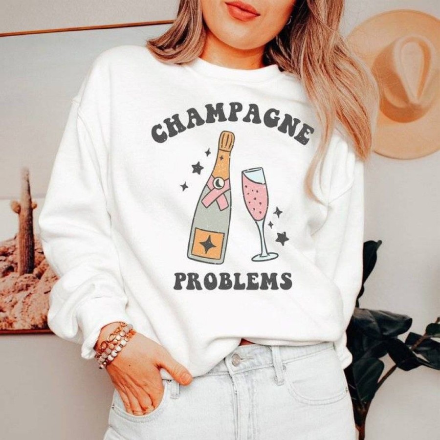 Women'S Favoshape | Women'S Champagne Problems Music Slogan Crewneck Sweatshirt