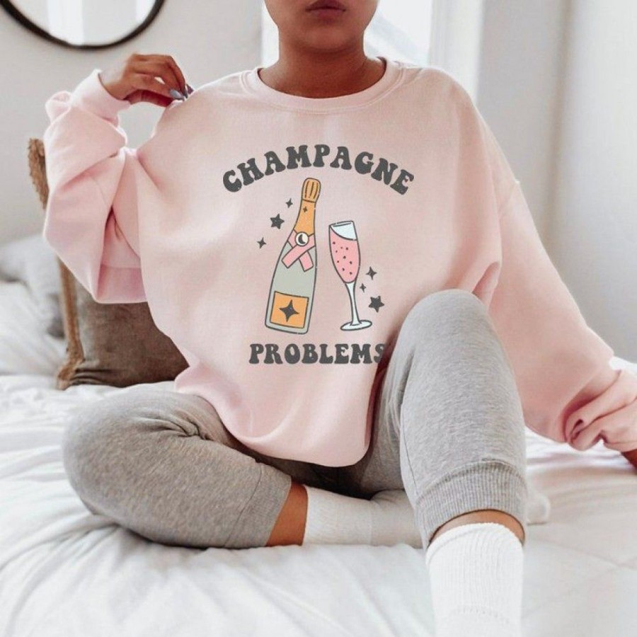 Women'S Favoshape | Women'S Champagne Problems Music Slogan Crewneck Sweatshirt