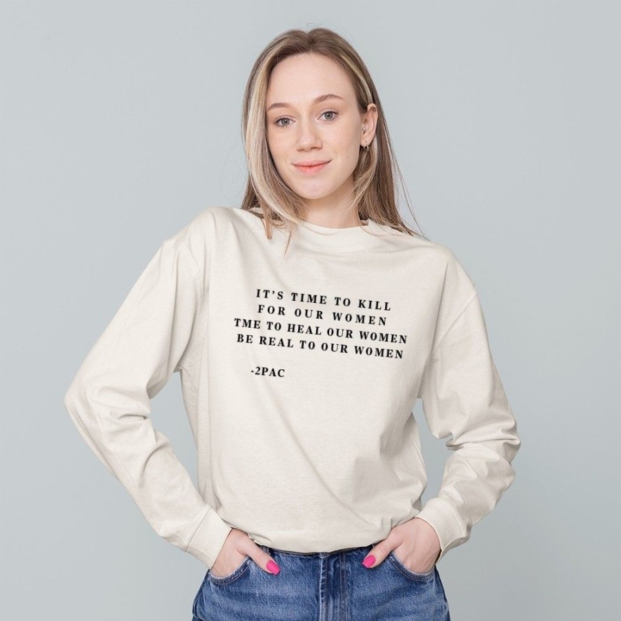 Women'S Favoshape | Women'S It'S Time To Kill For Our Women Time To Heal Our Women Be Real To Our Women Sweatshirt Khaki