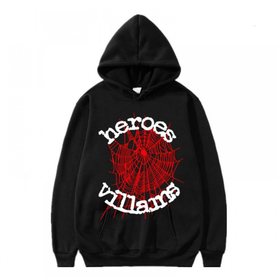 Men'S Favoshape | Unisex Streetwear Heroes Spider Web Printed Hoodie