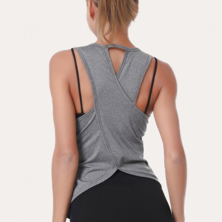 Women'S Favoshape | Women'S Cross Back Solid Sleeveless Quick Dry Sport Tank Tops