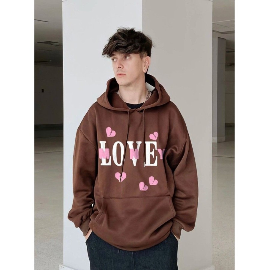 Men'S Favoshape | Men'S Love Money With Broken Heart Graphic Drawstring Hoodie