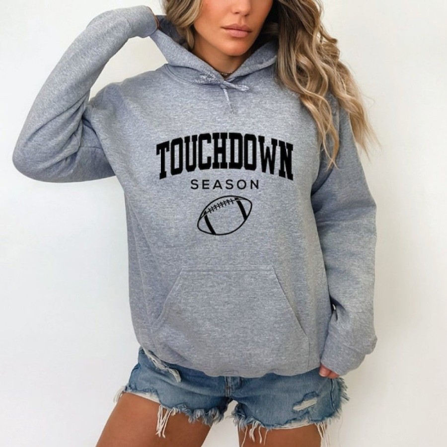 Women'S Favoshape | Women'S Touchdown Football Season Hoodie Gray