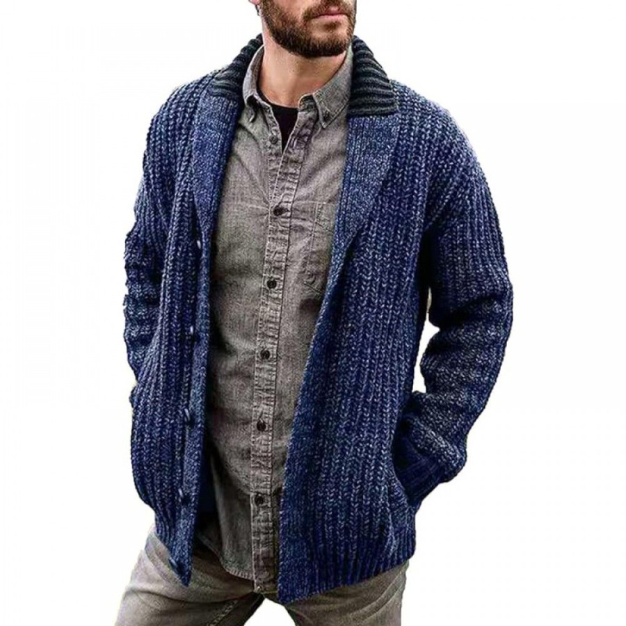 Men'S Favoshape | Men'S Vintage Thick Button-Up Cable Knit Chunky Cardigan