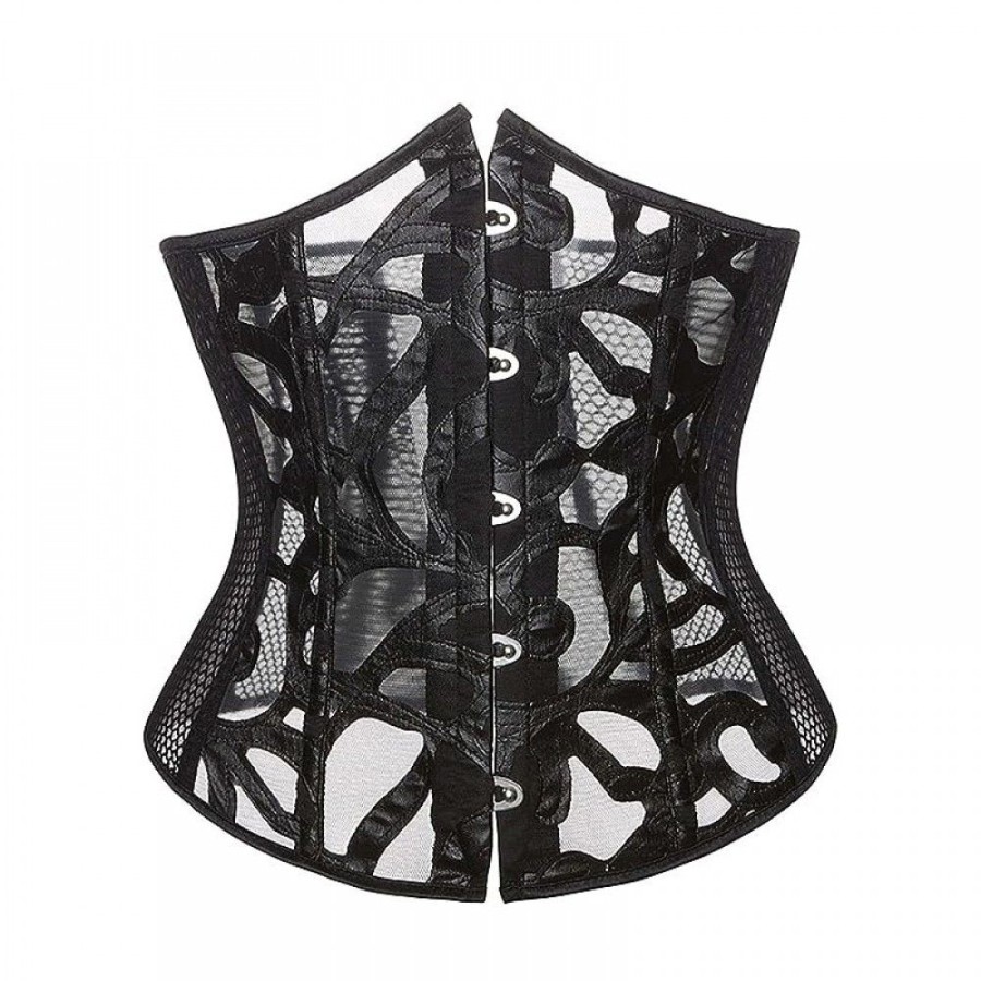 Corsets Favoshape | Women'S Medieval Underbust Corset Renaissance Lace Up Bustier Black