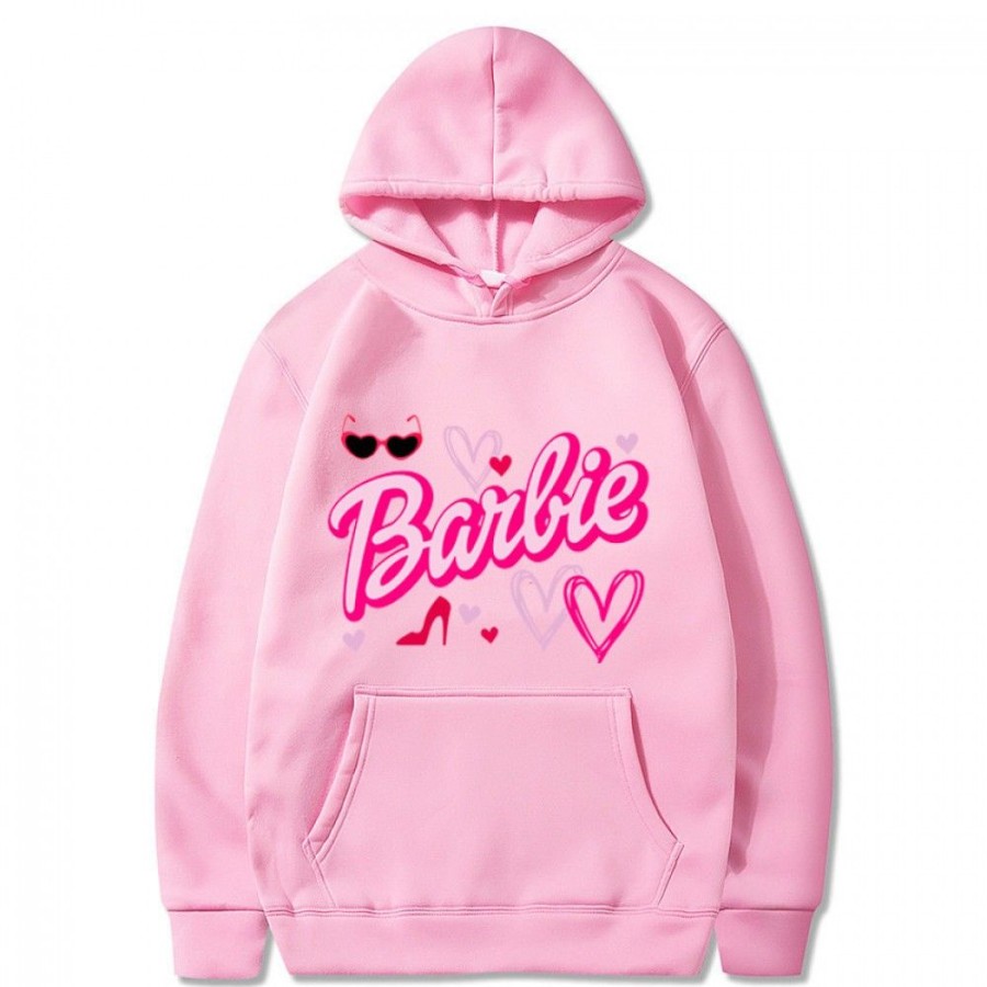 Men'S Favoshape | Women'S Funny Barbie Letter Graphic Drawstring Hoodie