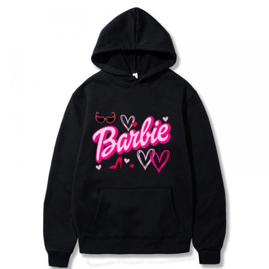 Men'S Favoshape | Women'S Funny Barbie Letter Graphic Drawstring Hoodie