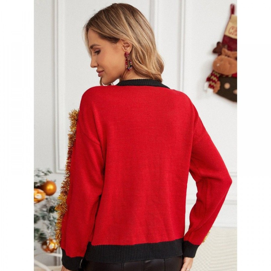 Ugly Sweater Favoshape | Women'S Fireplace Ugly Christmas Sweater Red