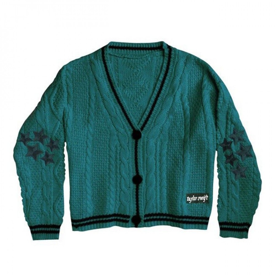 Women'S Favoshape | Women'S Folklore Inspired Star Embroidered Sweater Cardigan