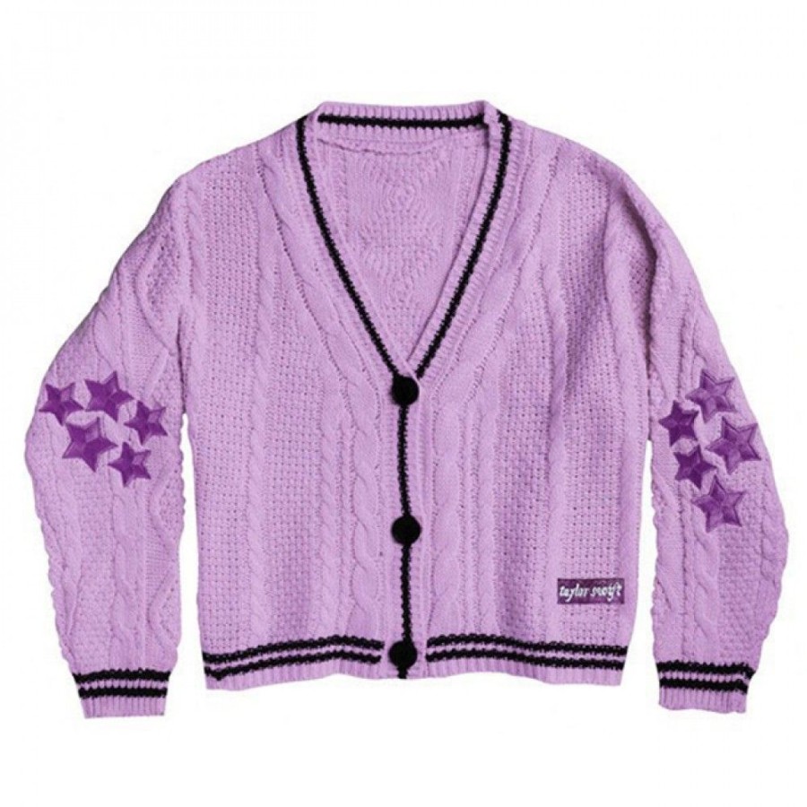 Women'S Favoshape | Women'S Folklore Inspired Star Embroidered Sweater Cardigan