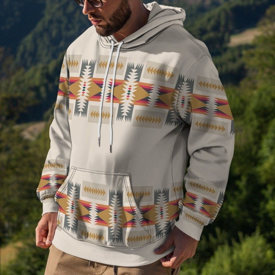 Men'S Favoshape | Men'S 3D Printed Geometric Pattern Hoodie White